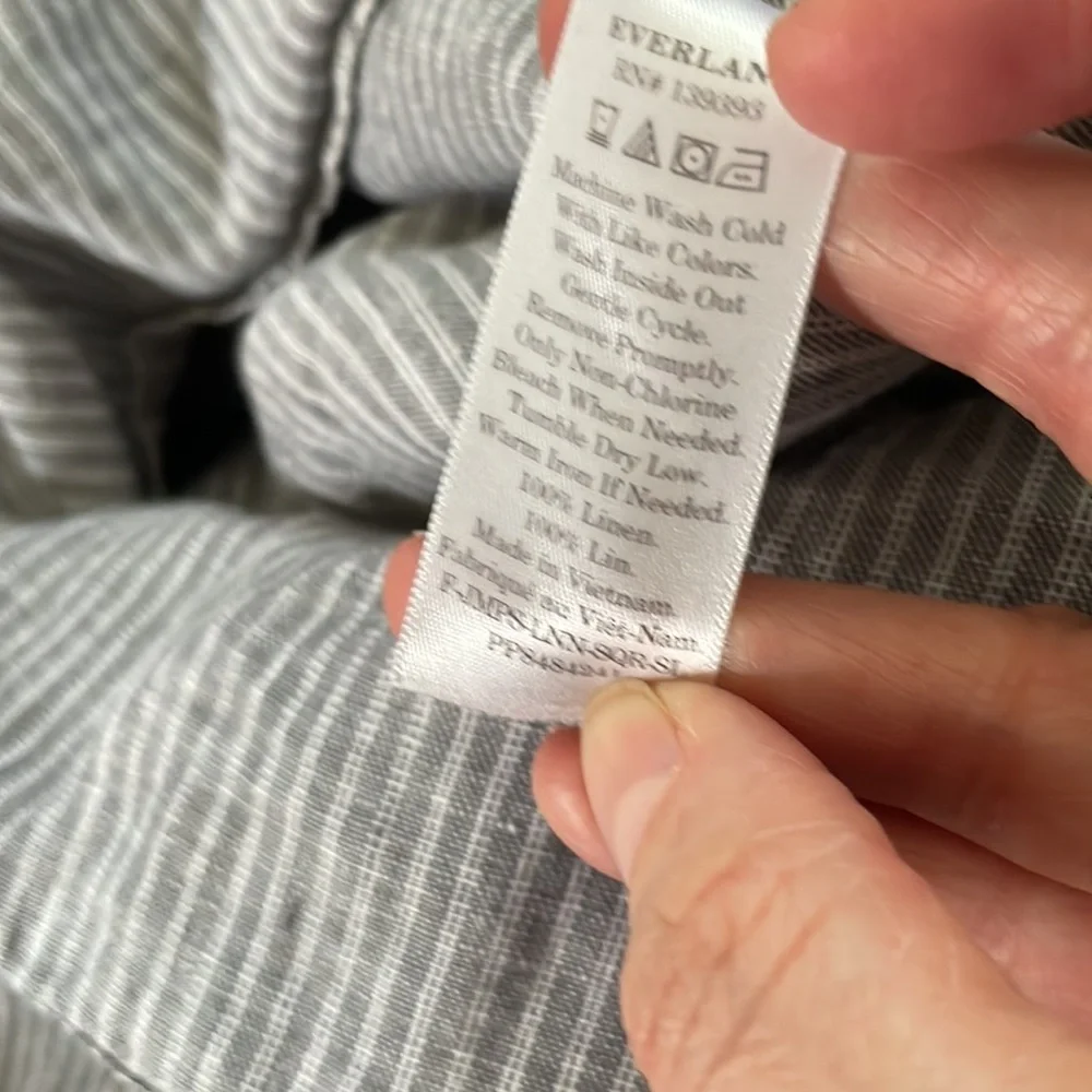 Women's -‎ Everlane Gray Linen Square Neck Jumpsuit, Size 16 missing belt B8